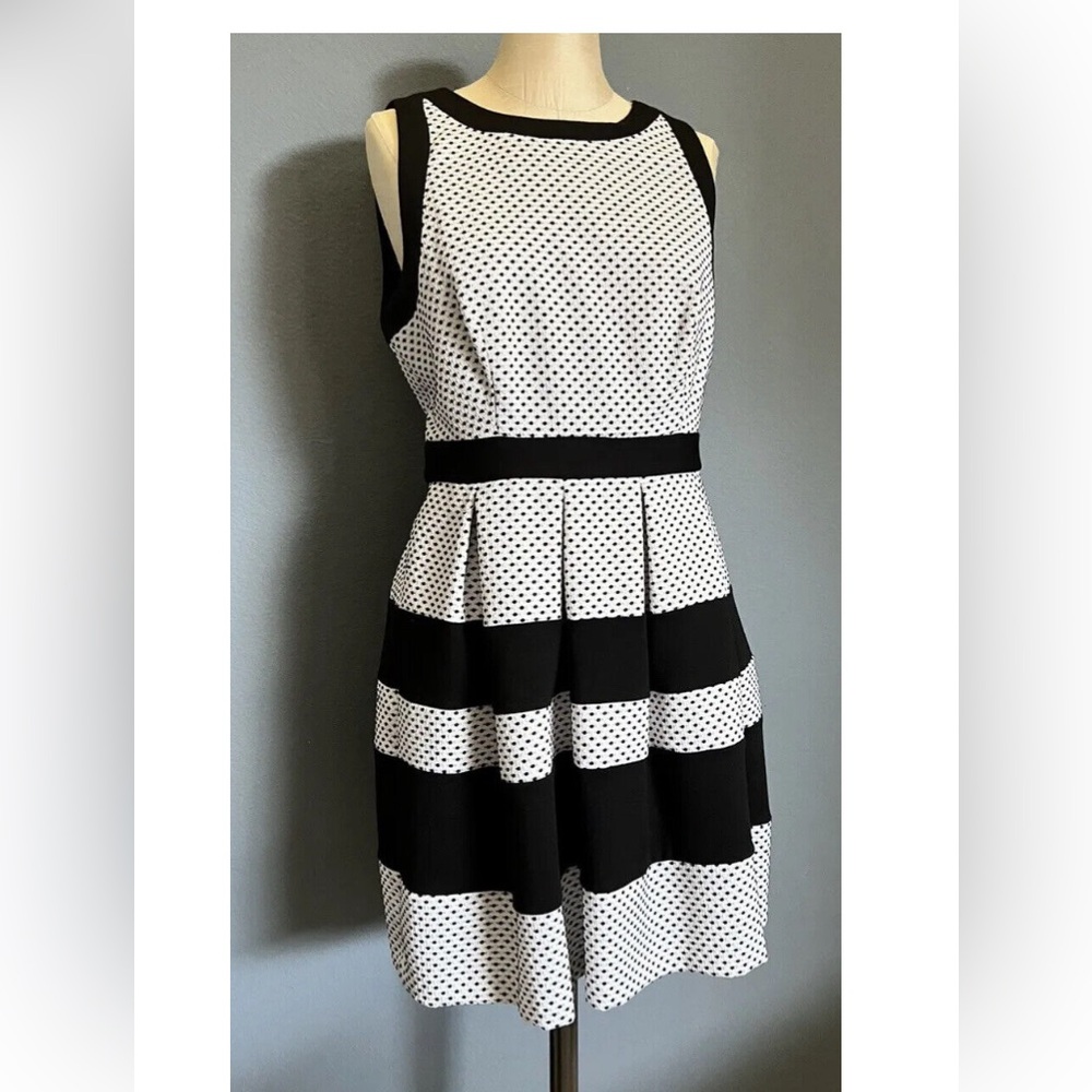 Elle Sleeveless summer Polka Dot &Stripes Shift Dress 10